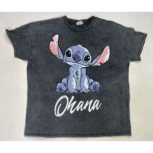 Disney Lilo & Stitch Ohana Movie Graphic T-shirt Women Large Gray Short Sleeve